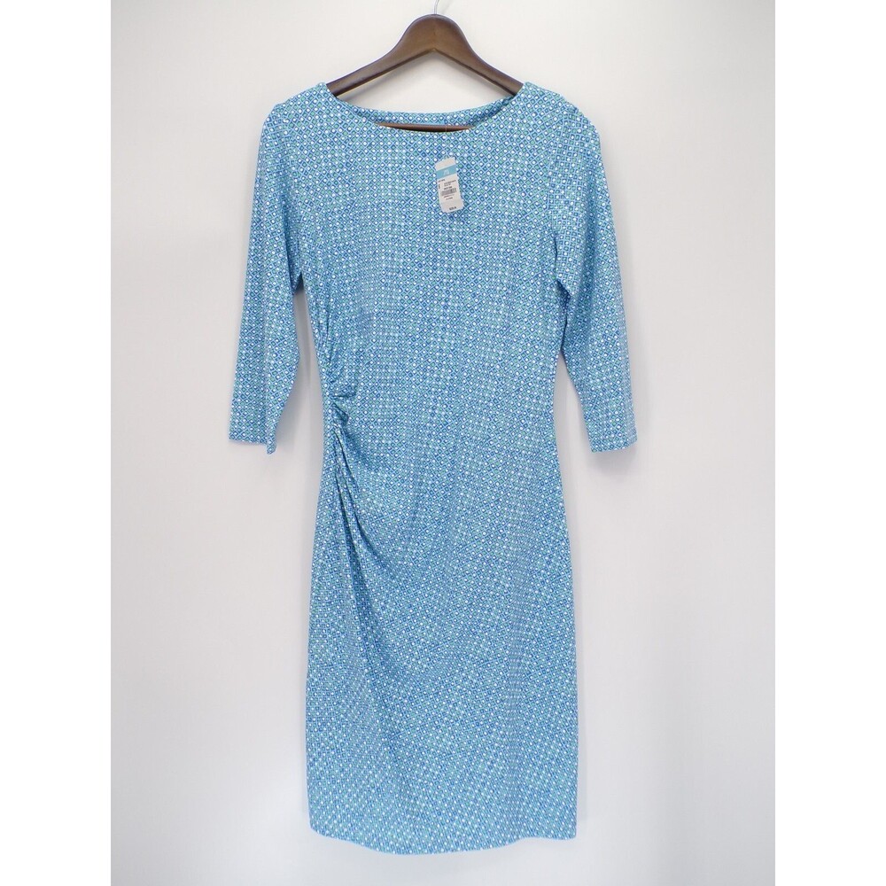New J McLaughlin Sage Dress Side Ruched Dulce Dot Print Catalina Cloth Small